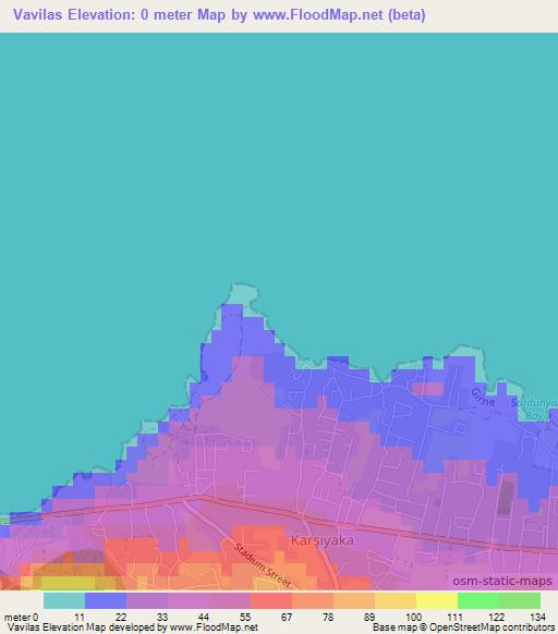 Vavilas,Cyprus Elevation Map