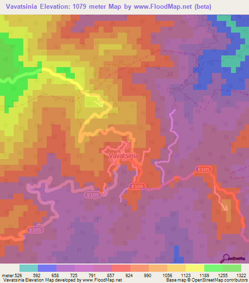 Vavatsinia,Cyprus Elevation Map