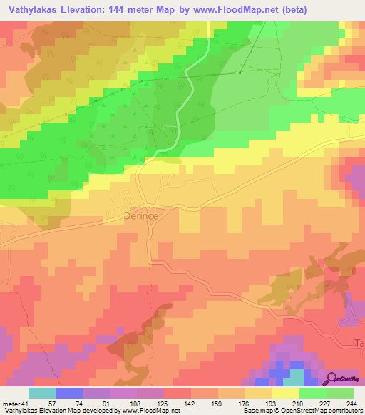 Vathylakas,Cyprus Elevation Map