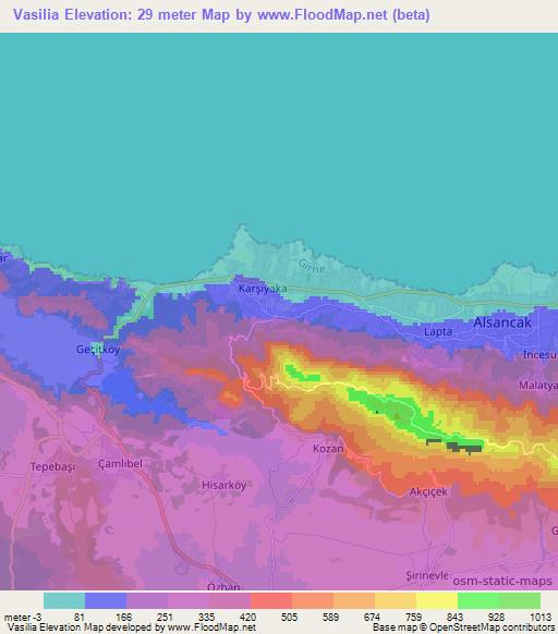 Vasilia,Cyprus Elevation Map