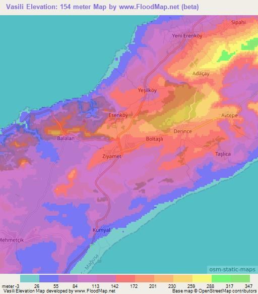 Vasili,Cyprus Elevation Map