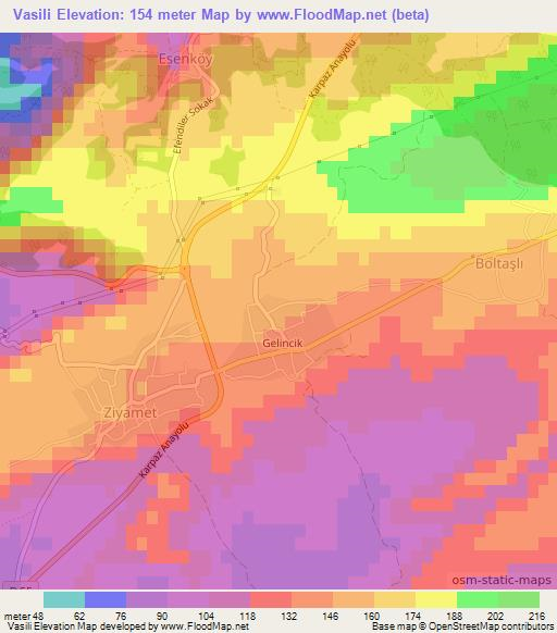 Vasili,Cyprus Elevation Map
