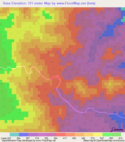 Vasa,Cyprus Elevation Map