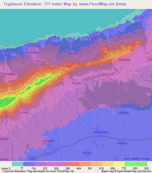 Trypimeni,Cyprus Elevation Map