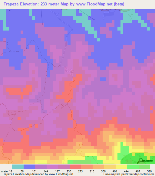 Trapeza,Cyprus Elevation Map
