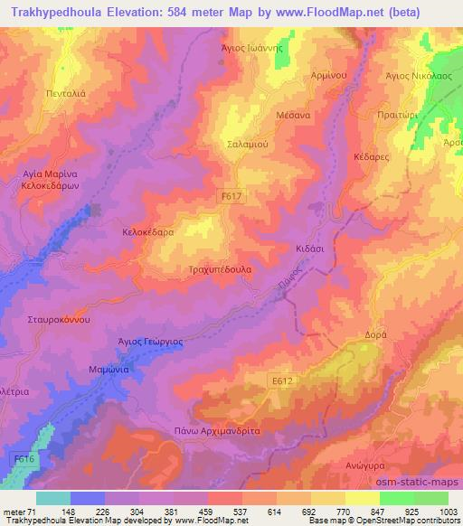 Trakhypedhoula,Cyprus Elevation Map