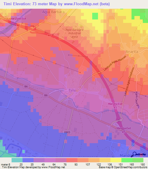 Timi,Cyprus Elevation Map