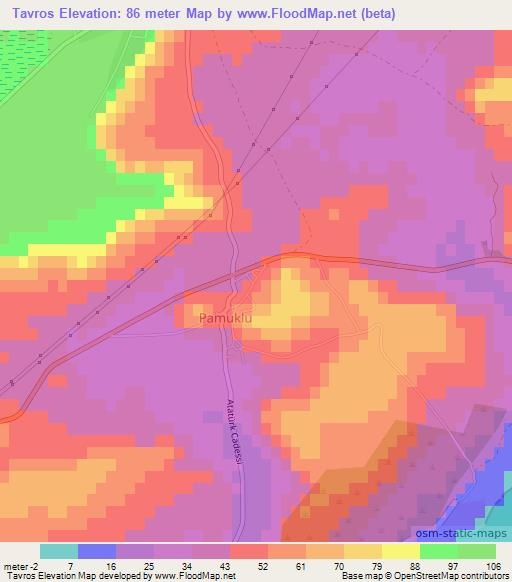 Tavros,Cyprus Elevation Map