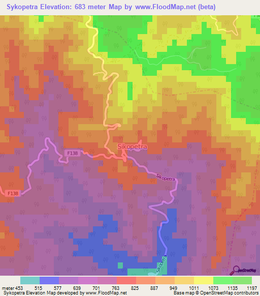 Sykopetra,Cyprus Elevation Map