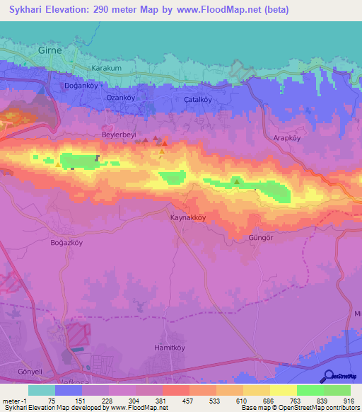 Sykhari,Cyprus Elevation Map