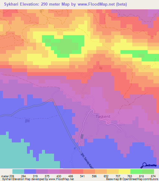 Sykhari,Cyprus Elevation Map