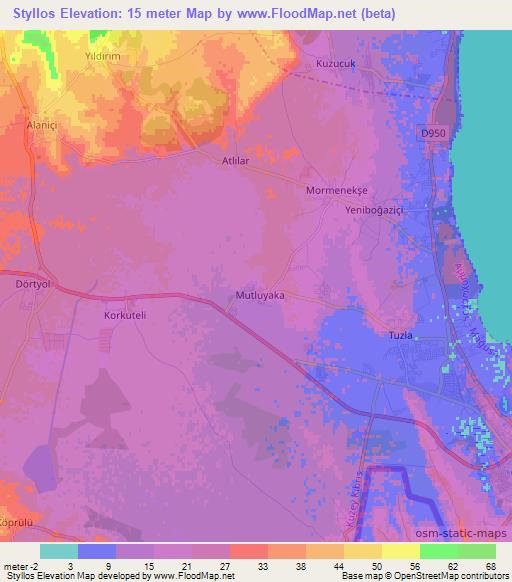 Styllos,Cyprus Elevation Map