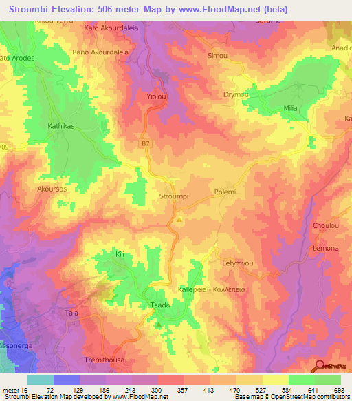 Stroumbi,Cyprus Elevation Map