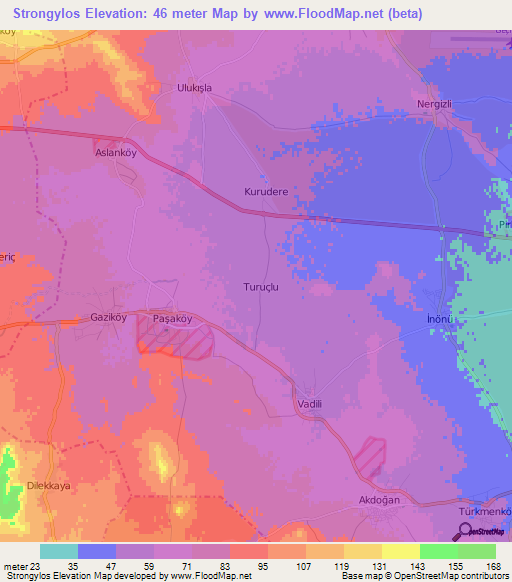 Strongylos,Cyprus Elevation Map