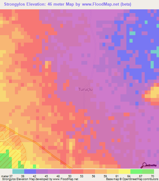 Strongylos,Cyprus Elevation Map