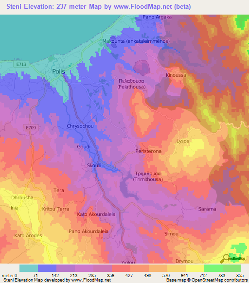 Steni,Cyprus Elevation Map