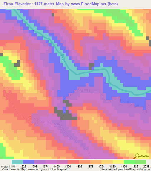 Zirna,Iran Elevation Map