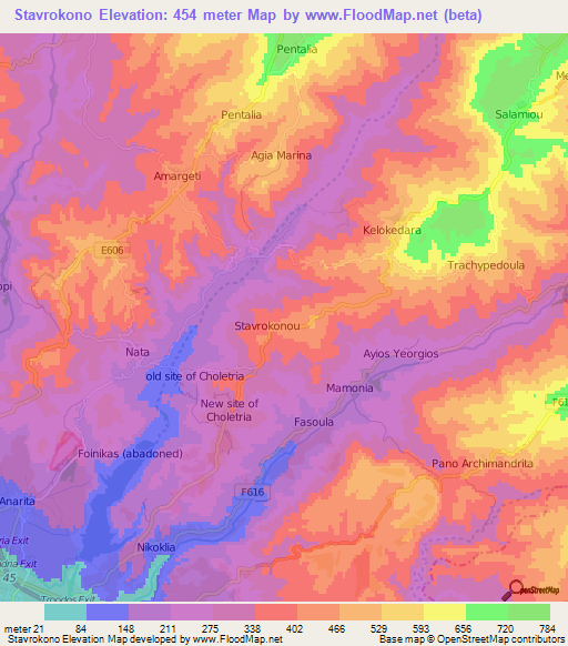 Stavrokono,Cyprus Elevation Map