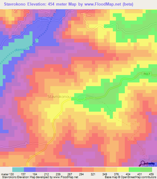 Stavrokono,Cyprus Elevation Map