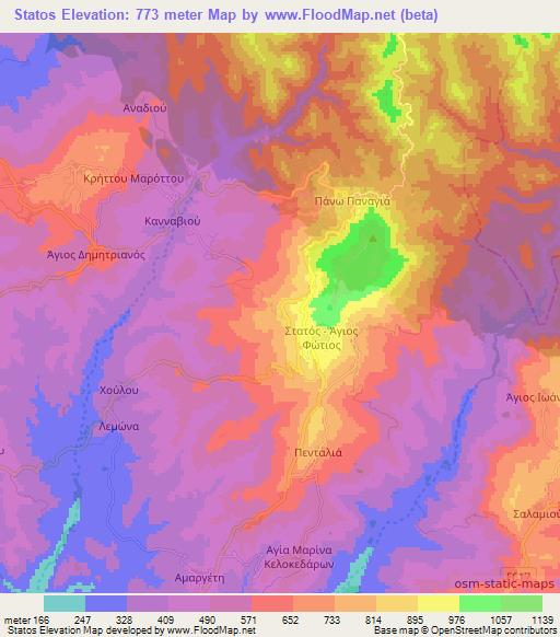 Statos,Cyprus Elevation Map