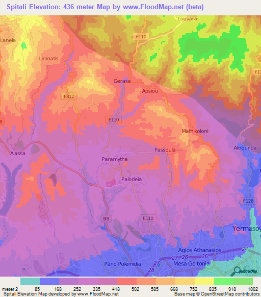Spitali,Cyprus Elevation Map