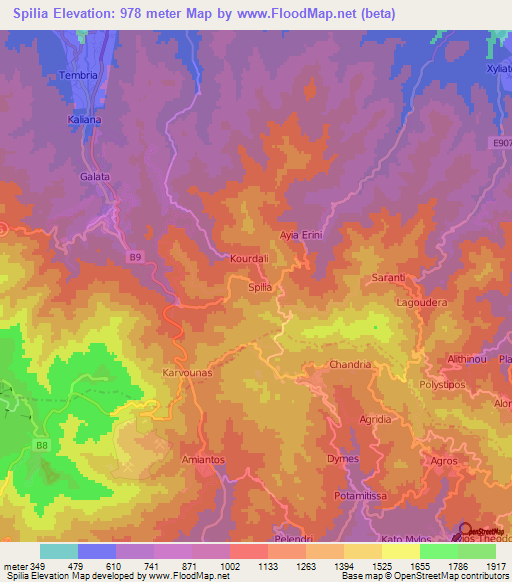 Spilia,Cyprus Elevation Map