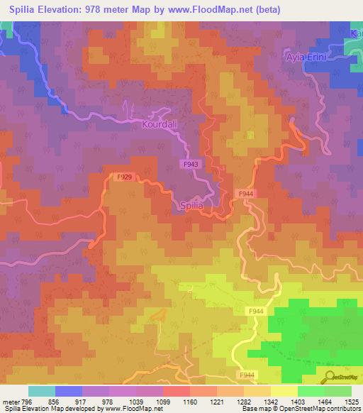 Spilia,Cyprus Elevation Map