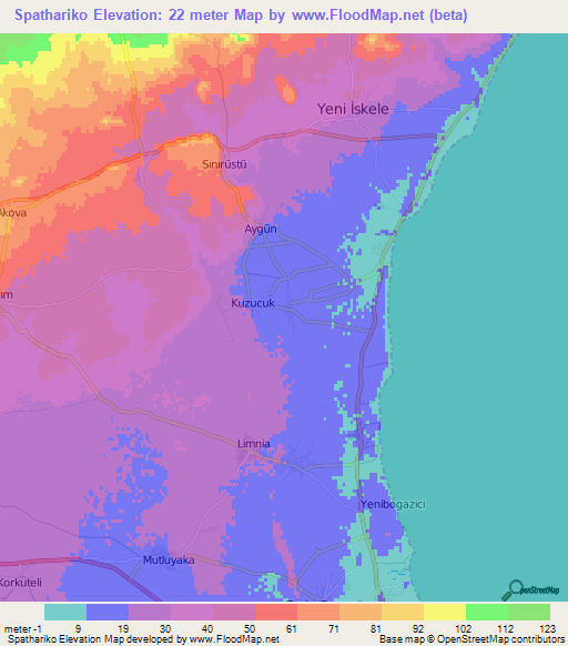 Spathariko,Cyprus Elevation Map