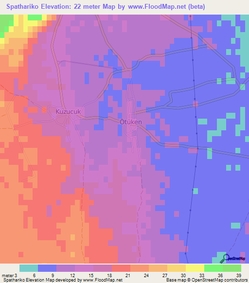Spathariko,Cyprus Elevation Map