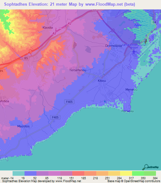 Sophtadhes,Cyprus Elevation Map
