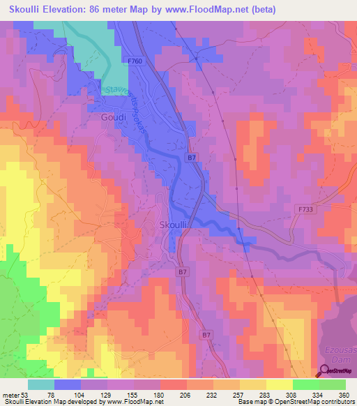 Skoulli,Cyprus Elevation Map