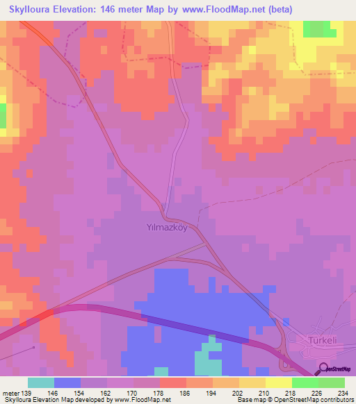 Skylloura,Cyprus Elevation Map
