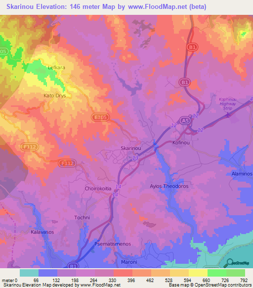 Skarinou,Cyprus Elevation Map