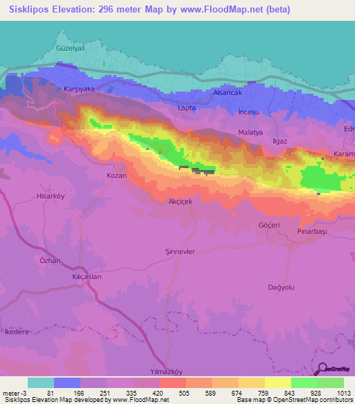 Sisklipos,Cyprus Elevation Map