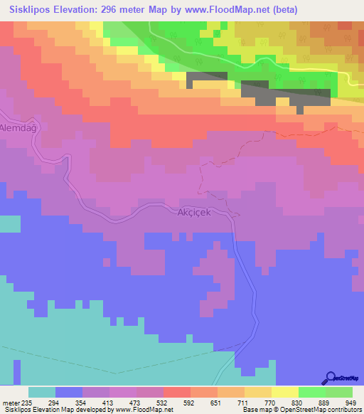 Sisklipos,Cyprus Elevation Map