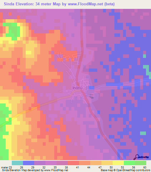 Sinda,Cyprus Elevation Map