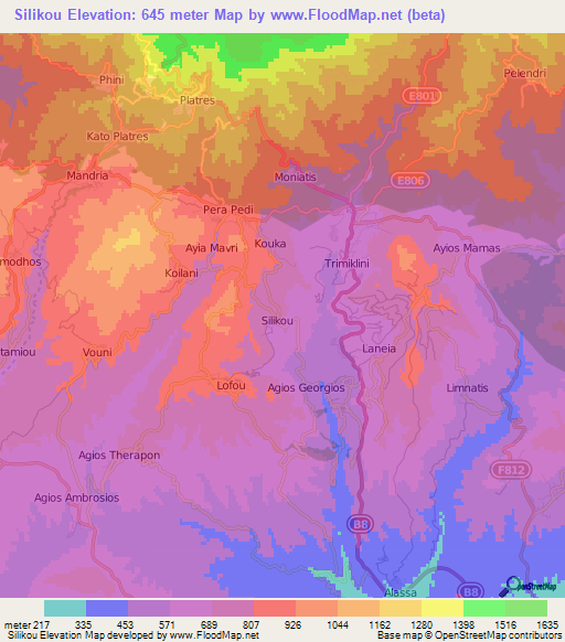 Silikou,Cyprus Elevation Map