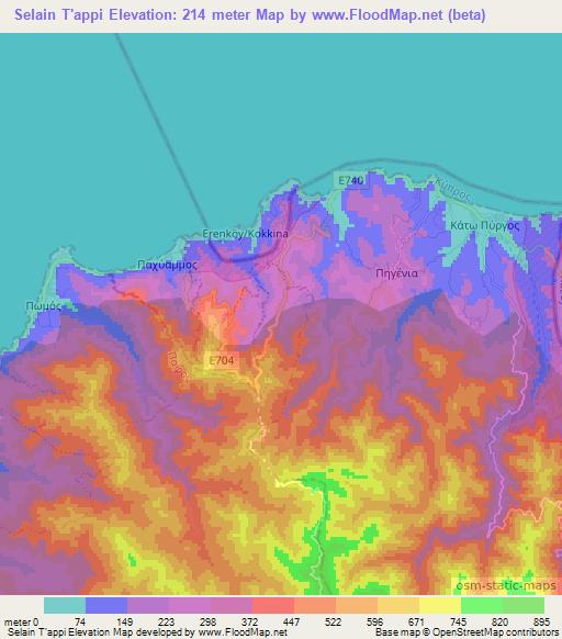 Selain T'appi,Cyprus Elevation Map