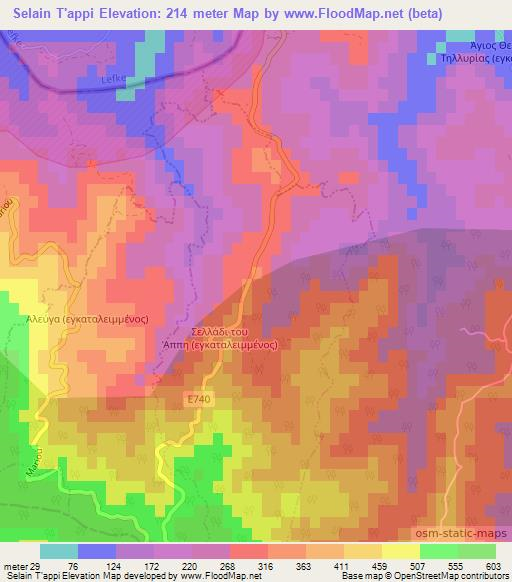 Selain T'appi,Cyprus Elevation Map