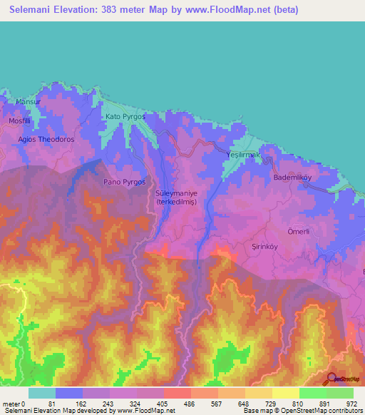 Selemani,Cyprus Elevation Map
