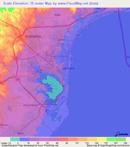 Scala,Cyprus Elevation Map