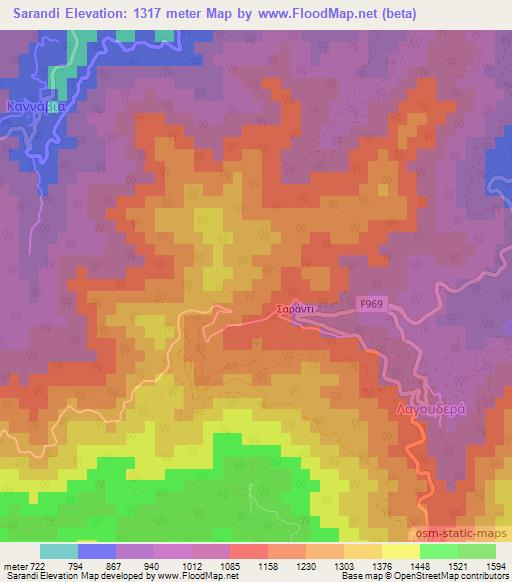 Sarandi,Cyprus Elevation Map