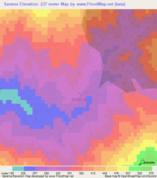 Sarama,Cyprus Elevation Map