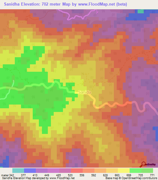 Sanidha,Cyprus Elevation Map