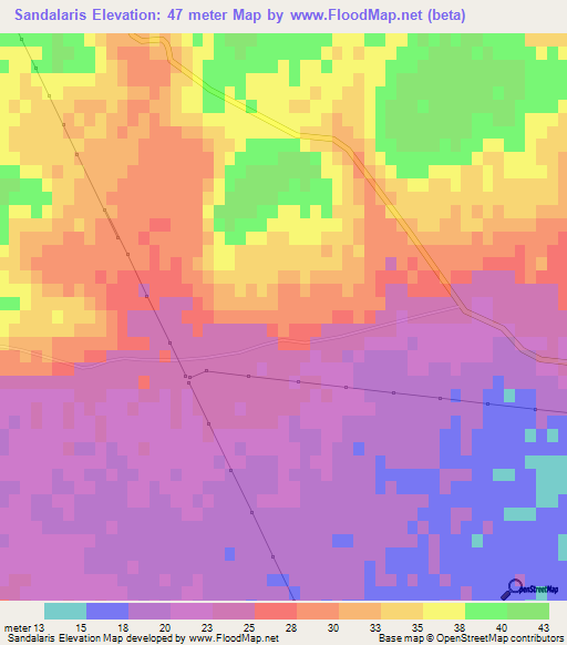Sandalaris,Cyprus Elevation Map