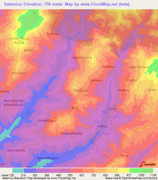 Salamiou,Cyprus Elevation Map