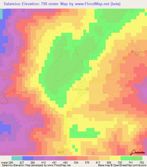 Salamiou,Cyprus Elevation Map