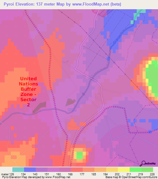 Pyroi,Cyprus Elevation Map