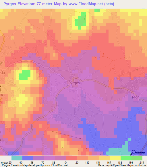 Pyrgos,Cyprus Elevation Map