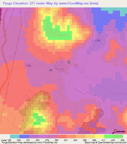 Pyrga,Cyprus Elevation Map